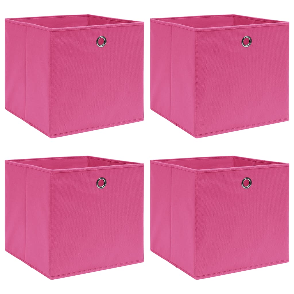 Opbergboxen 4 st 32x32x32 cm stof roze