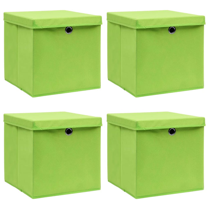 Opbergboxen met deksel 4 st 32x32x32 cm stof groen