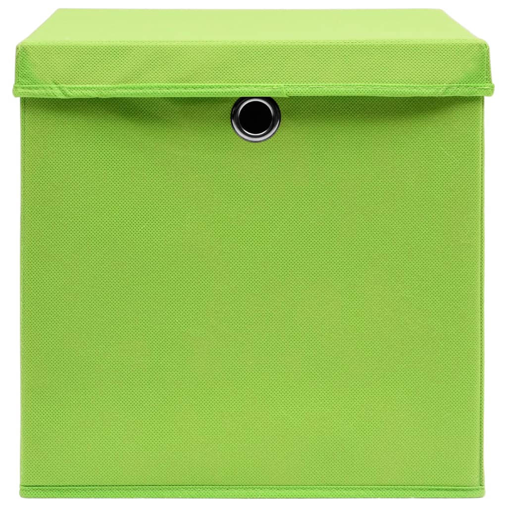 Opbergboxen met deksel 4 st 32x32x32 cm stof groen