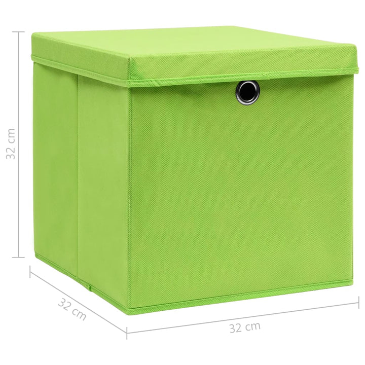 Opbergboxen met deksel 10 st 32x32x32 cm stof paars