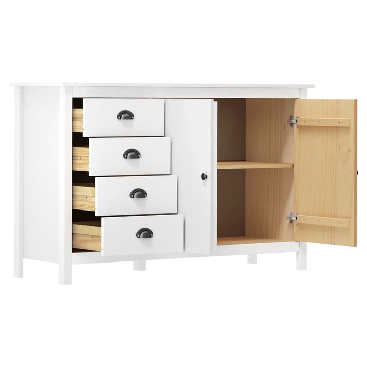 Dressoir Hill 79x40x80 cm massief groenhout wit