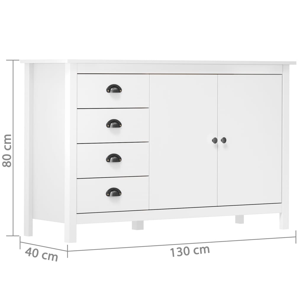 Dressoir Hill 79x40x80 cm massief groenhout wit