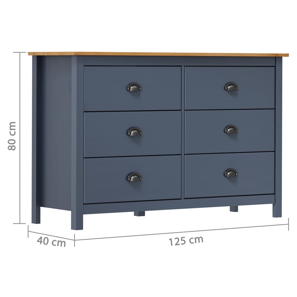 Dressoir Hill 125x40x80 cm massief groenenhout grijs