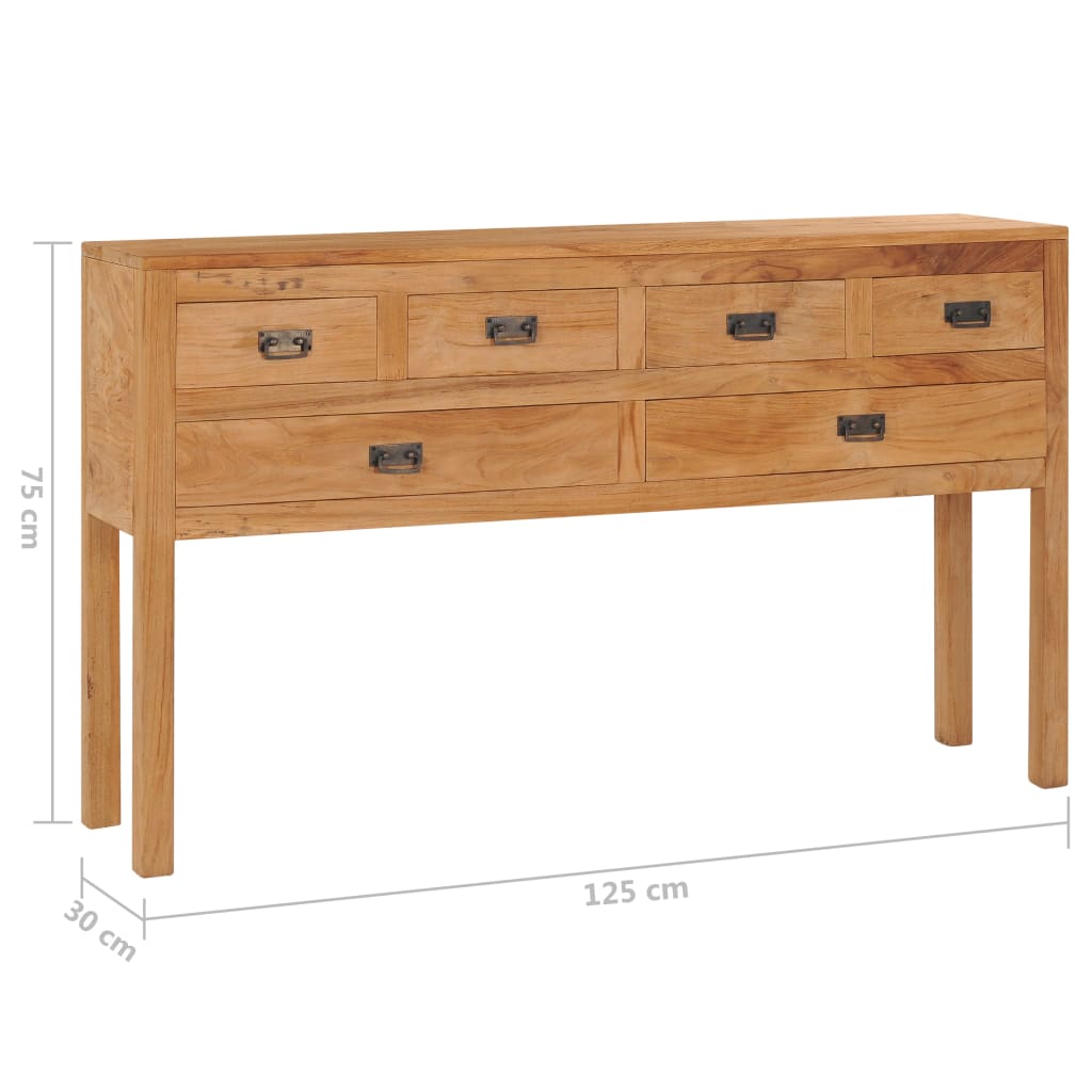 Dressoir 125x30x75 cm massief teakhout