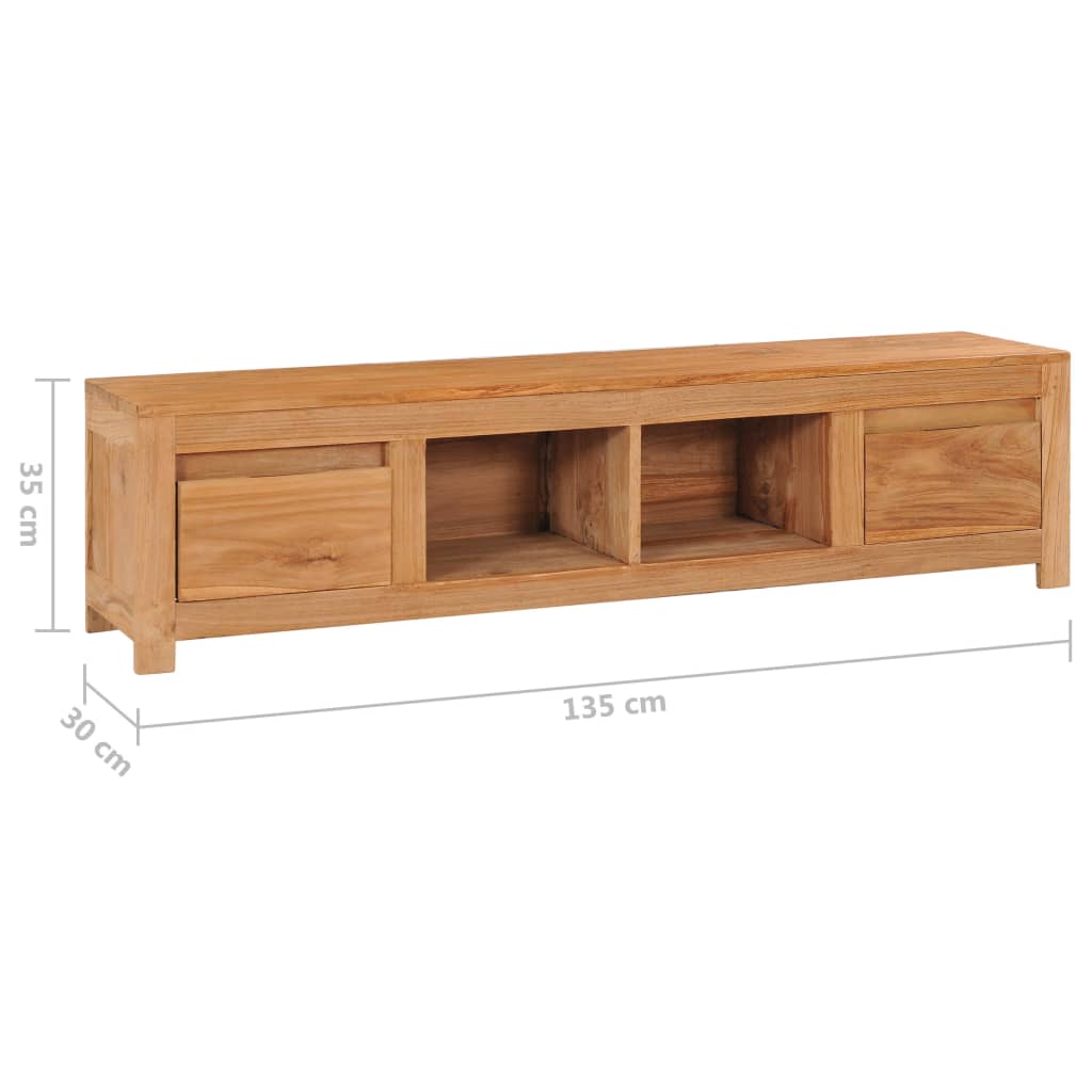 Tv-meubel 135x30x35 cm massief teakhout