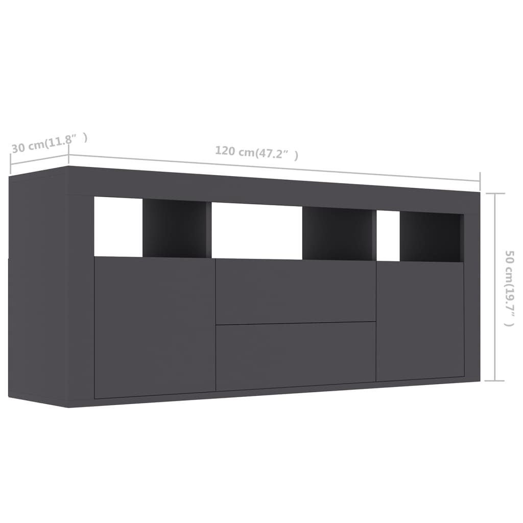 Tv-meubel 120x30x50 cm bewerkt hout grijs