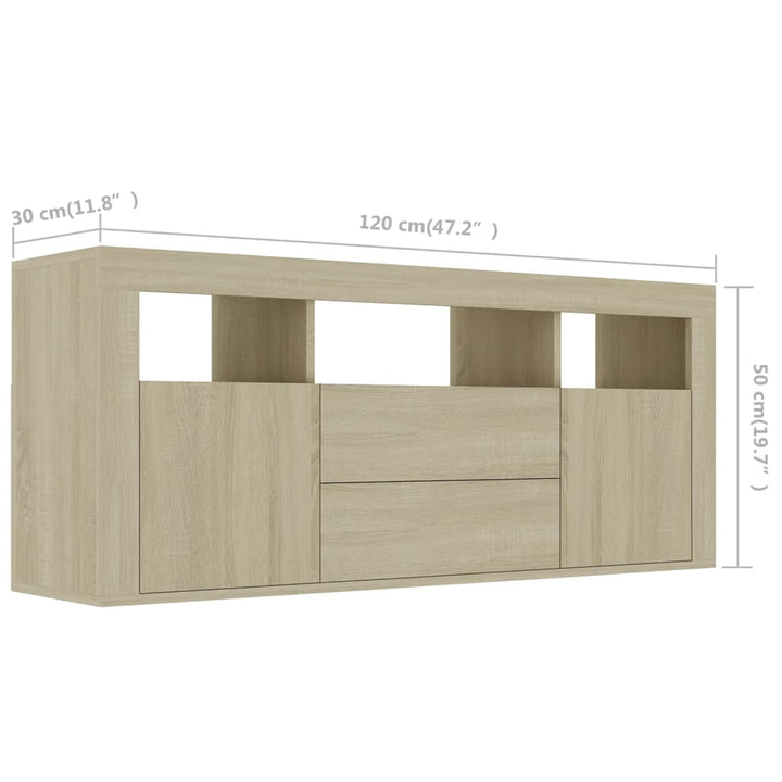 Tv-meubel 120x30x50 cm bewerkt hout sonoma eikenkleurig