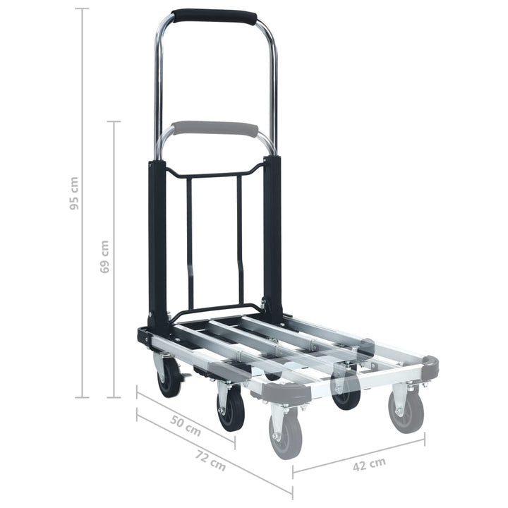 Transportwagen inklapbaar 150 kg aluminium zilverkleurig