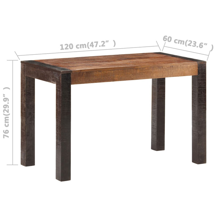 Eettafel 120x60x76 cm massief ruw mangohout