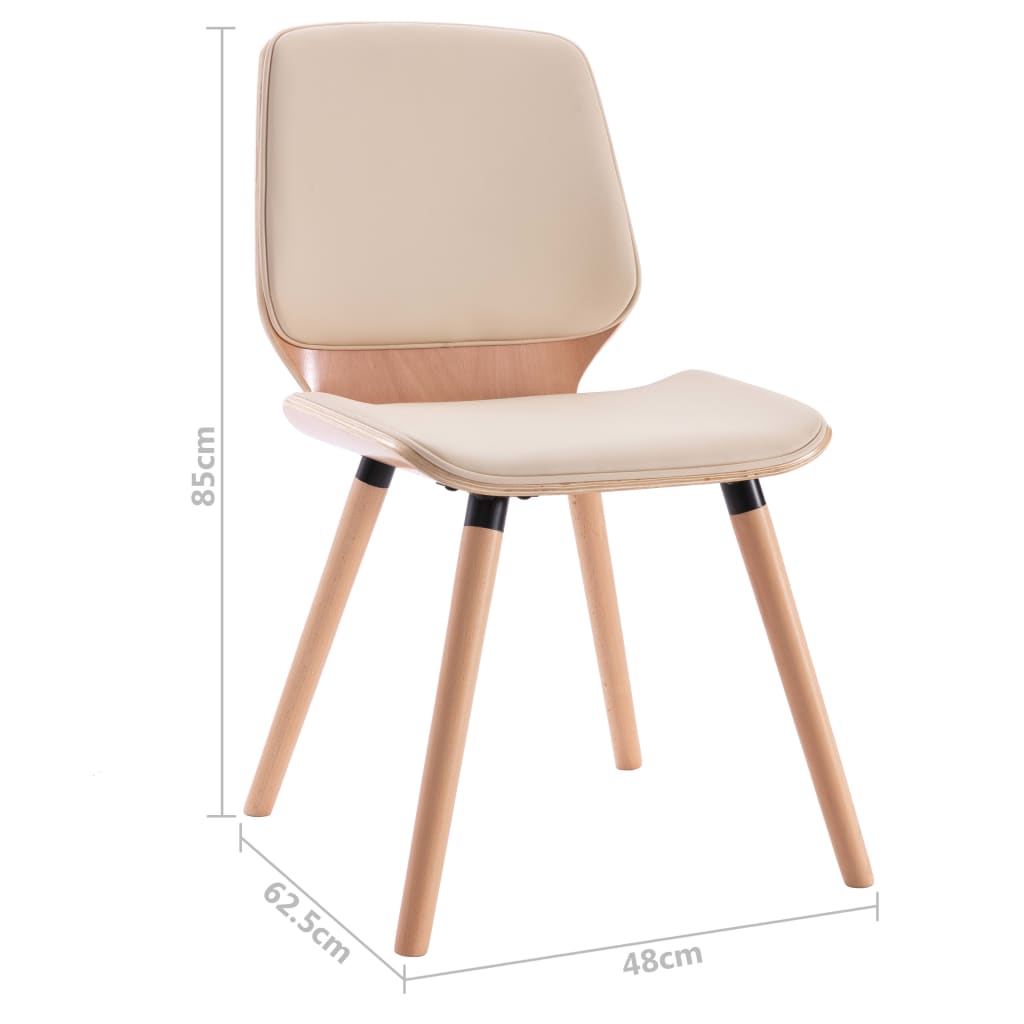 Eetkamerstoelen 4 st kunstleer crèmekleurig