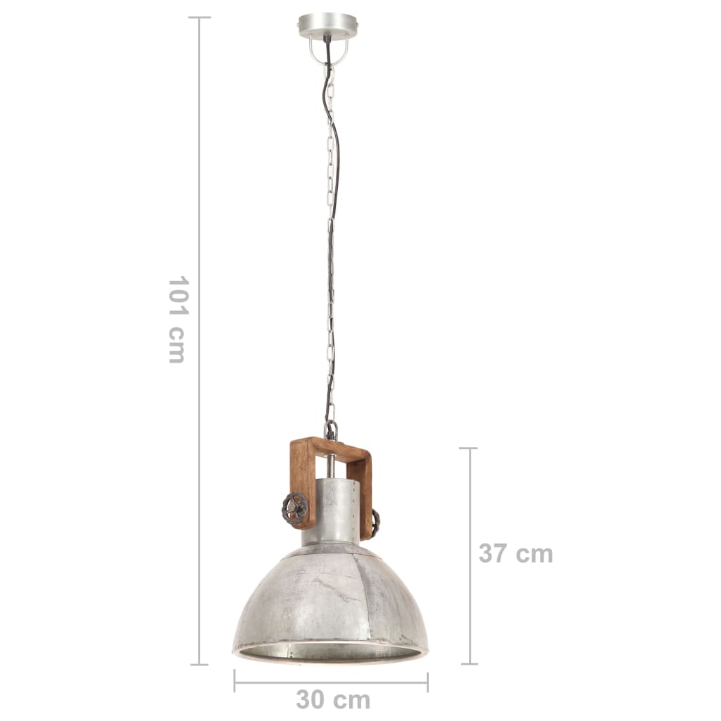 Hanglamp industrieel rond 25 W E27 30 cm zilverkleurig