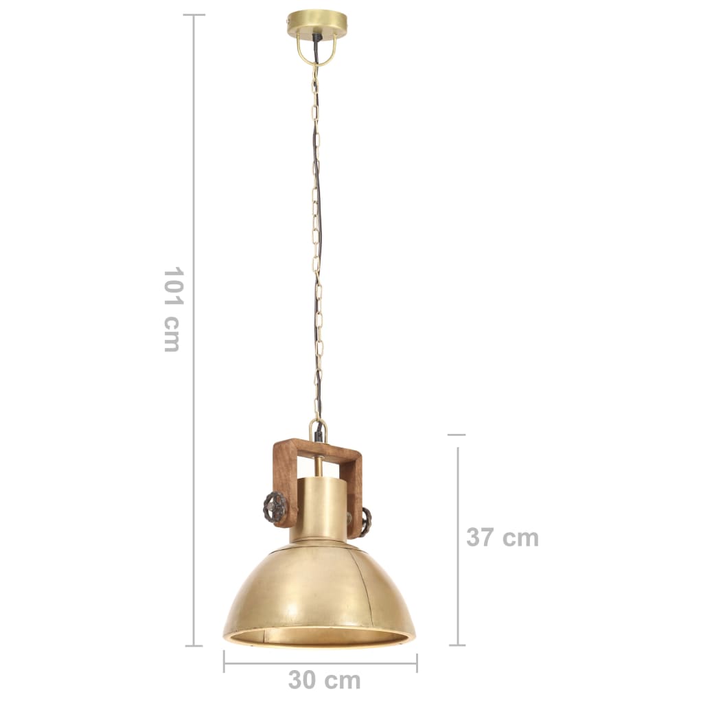 Hanglamp industrieel rond 25 W E27 30 cm messingkleurig