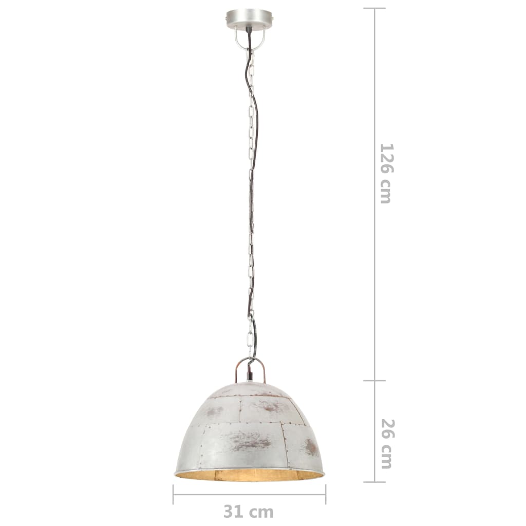 Hanglamp industrieel vintage rond 25 W E27 31 cm zilverkleurig