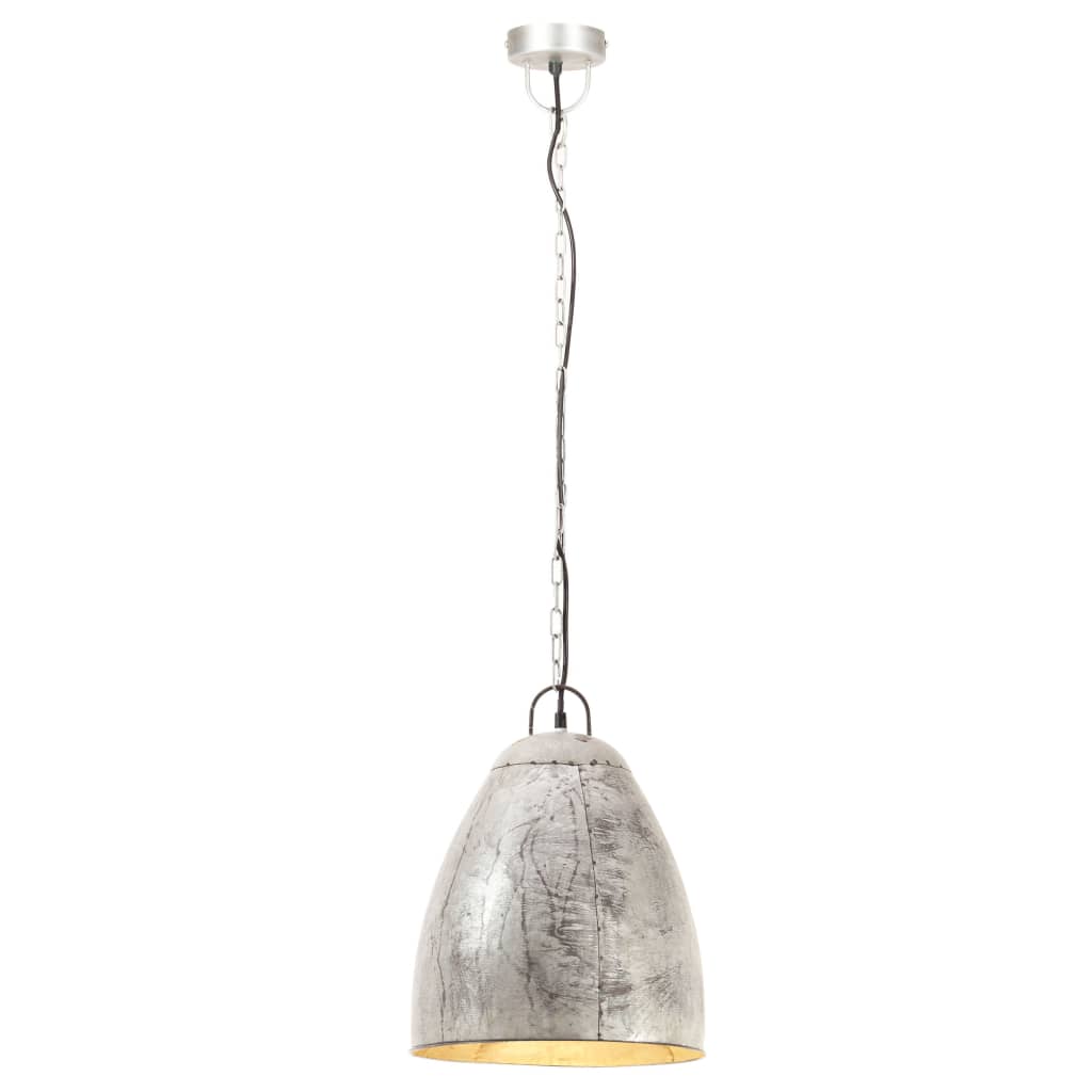 Hanglamp industrieel rond 25 W E27 32 cm zilverkleurig