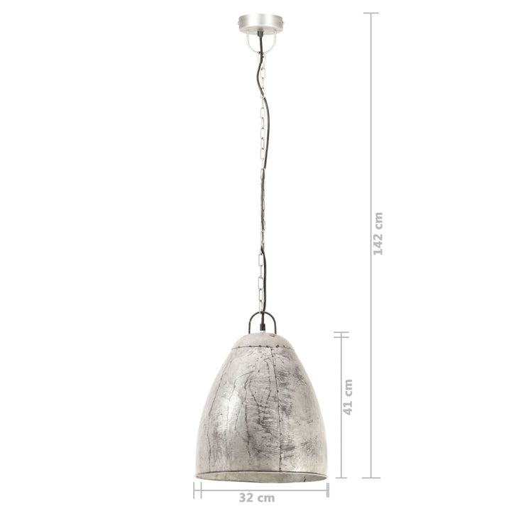 Hanglamp industrieel rond 25 W E27 32 cm zilverkleurig