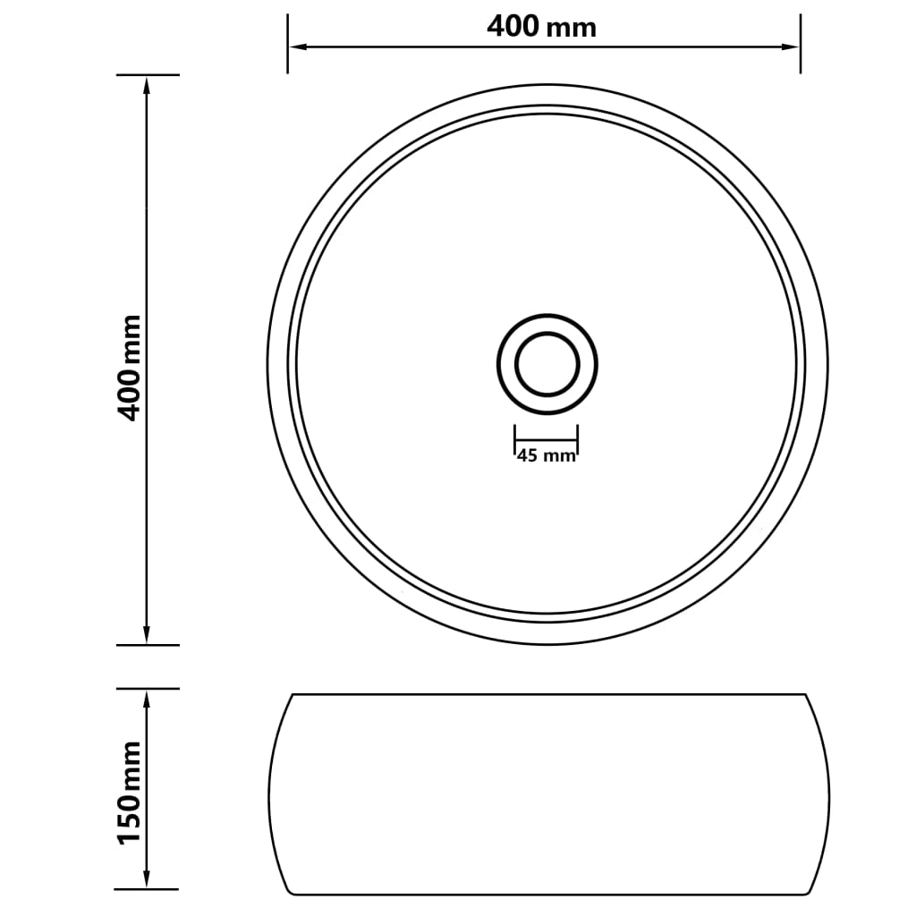 Wastafel rond 40x15 cm keramiek mat donkerblauw