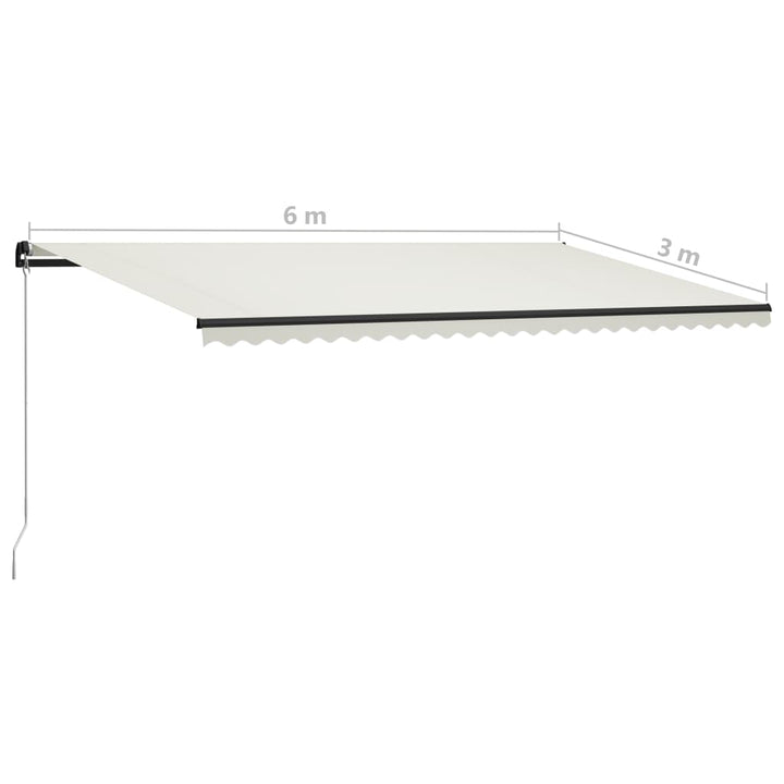 Luifel handmatig uittrekbaar met LED 600x300 cm crème