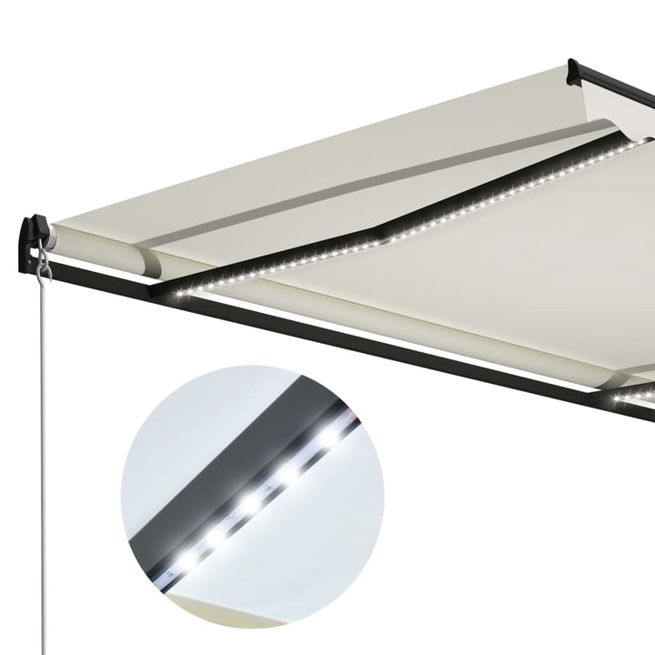 Luifel handmatig uittrekbaar met LED 600x300 cm crème