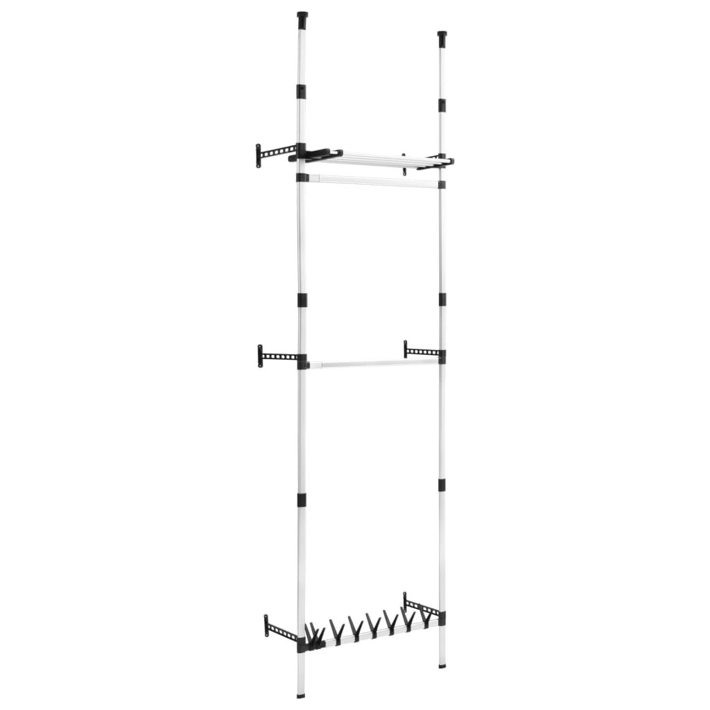 Kledingkastsysteem met stangen en schap telescopisch aluminium