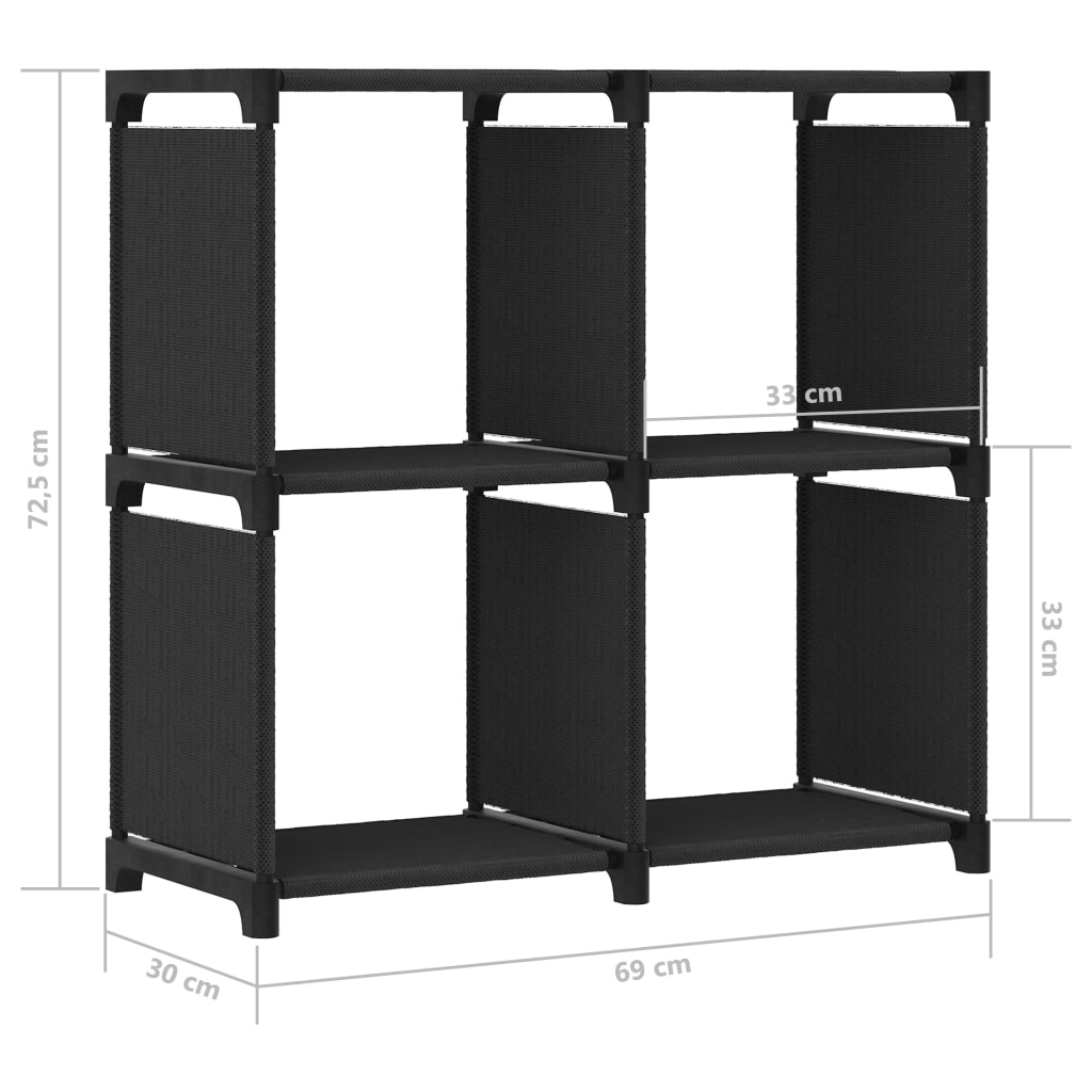 Kast met 4 vakken 69x30x72,5 cm stof zwart