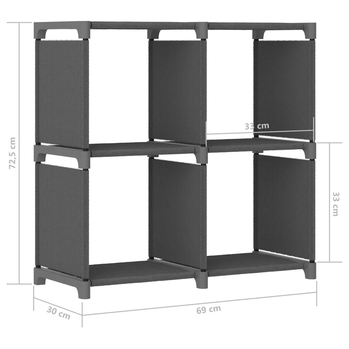 Kast met 4 vakken 69x30x72,5 cm stof grijs