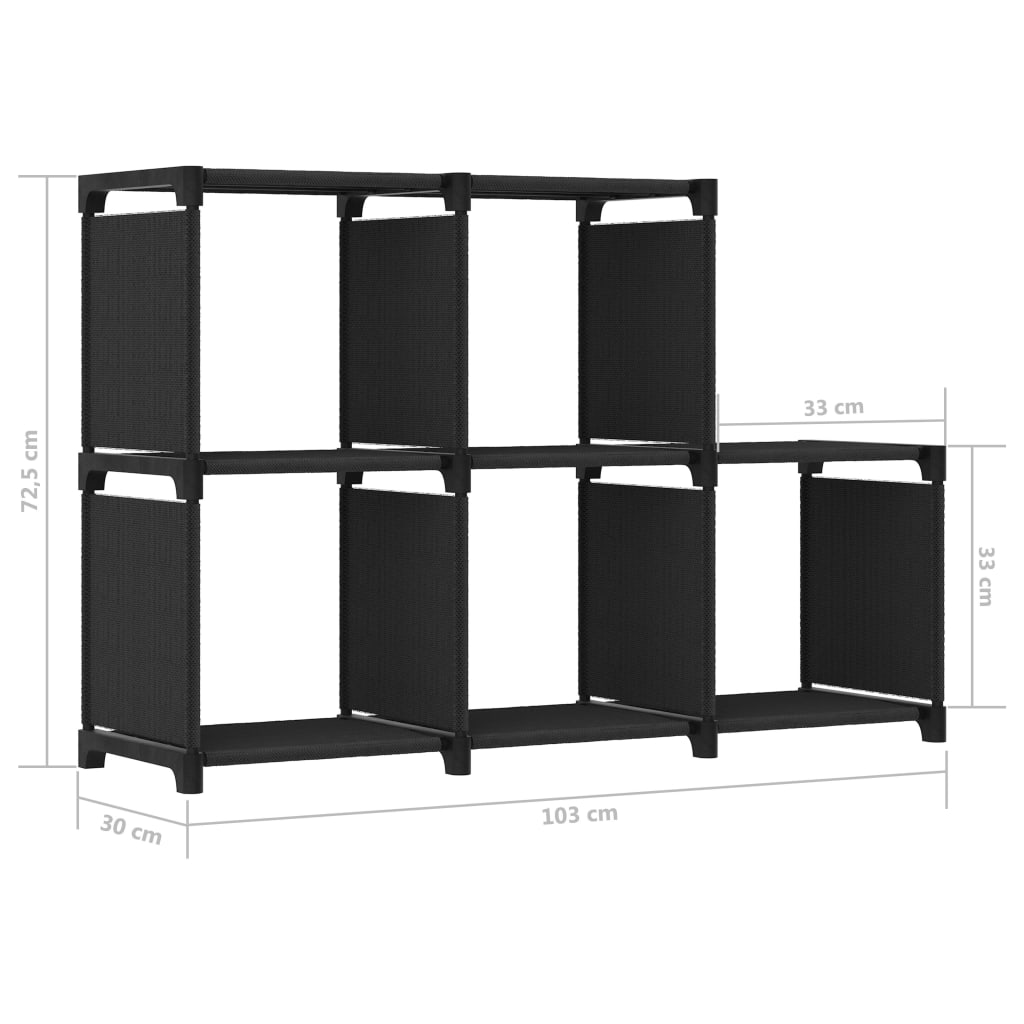 Kast met 5 vakken 103x30x72,5 cm stof zwart