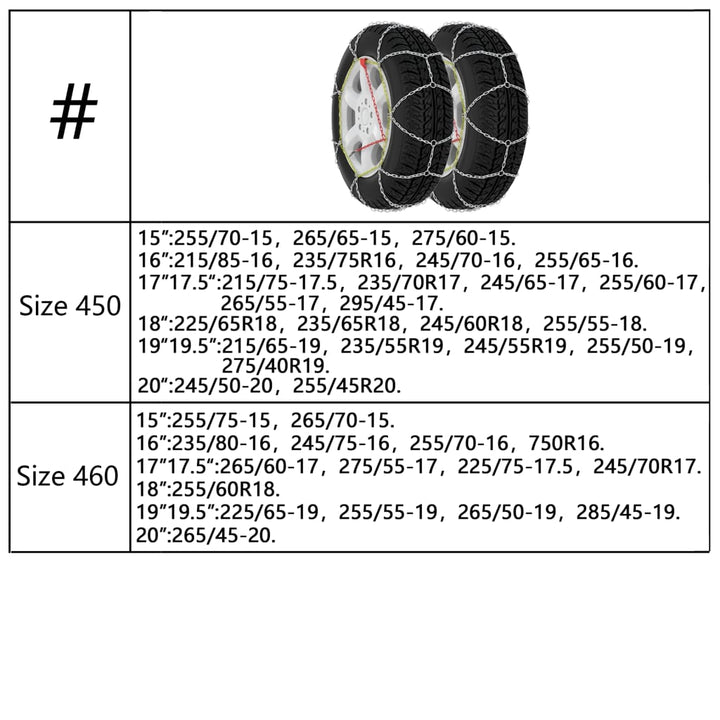 Sneeuwkettingen 2 st 16 mm SUV 4x4 maat 390