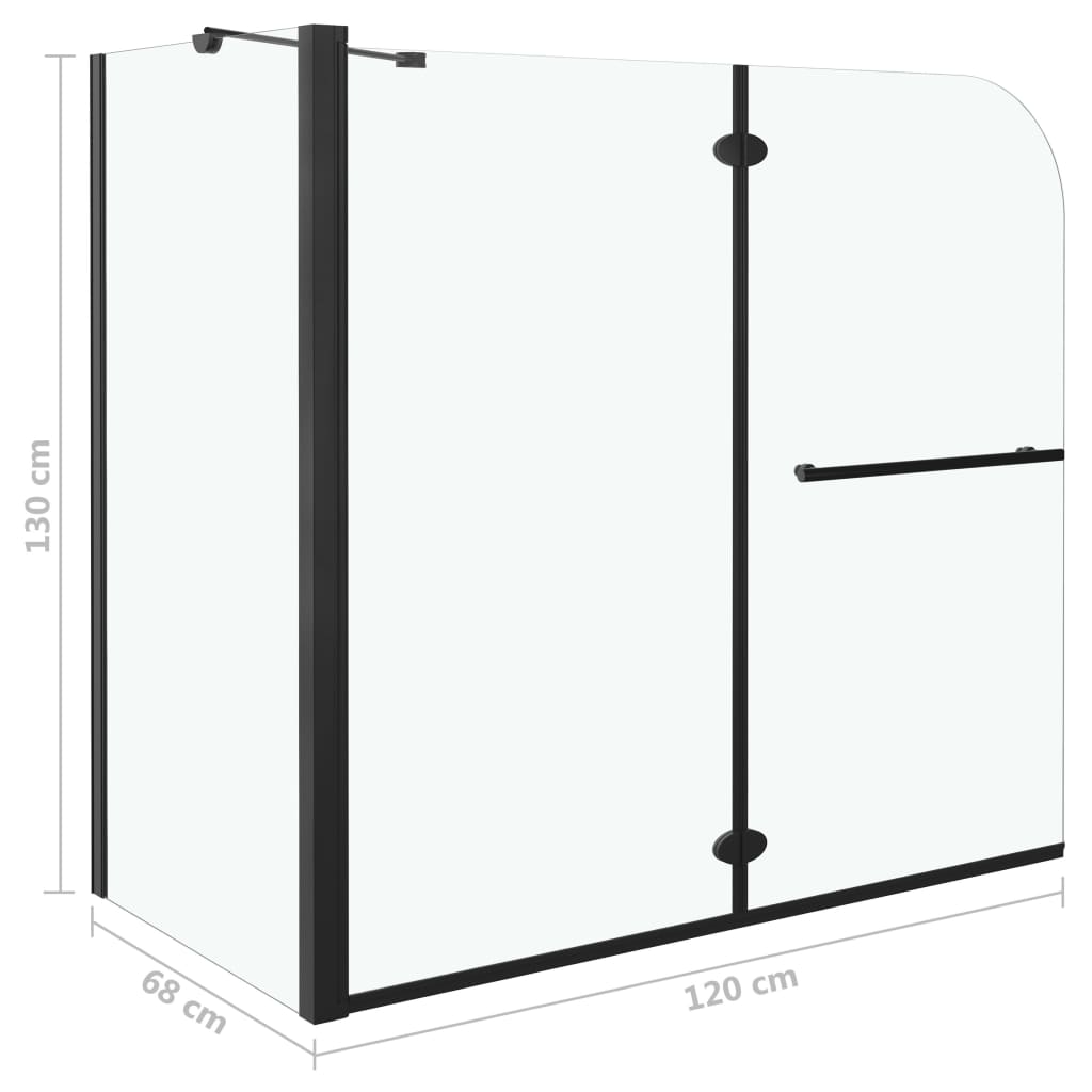 Douche klapwand 120x68x130 cm ESG zwart