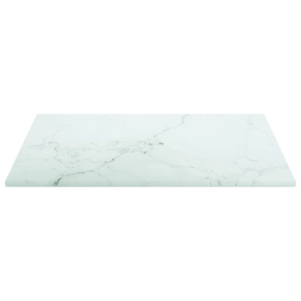 Tafelblad 30x30 cm 6 mm gehard glas met marmeren design wit