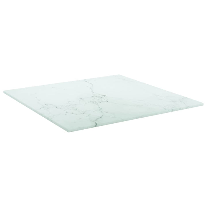 Tafelblad 40x40 cm 6 mm gehard glas met marmeren design wit