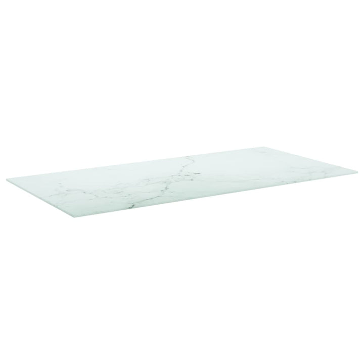 Tafelblad 100x50 cm 6 mm gehard glas met marmeren design wit