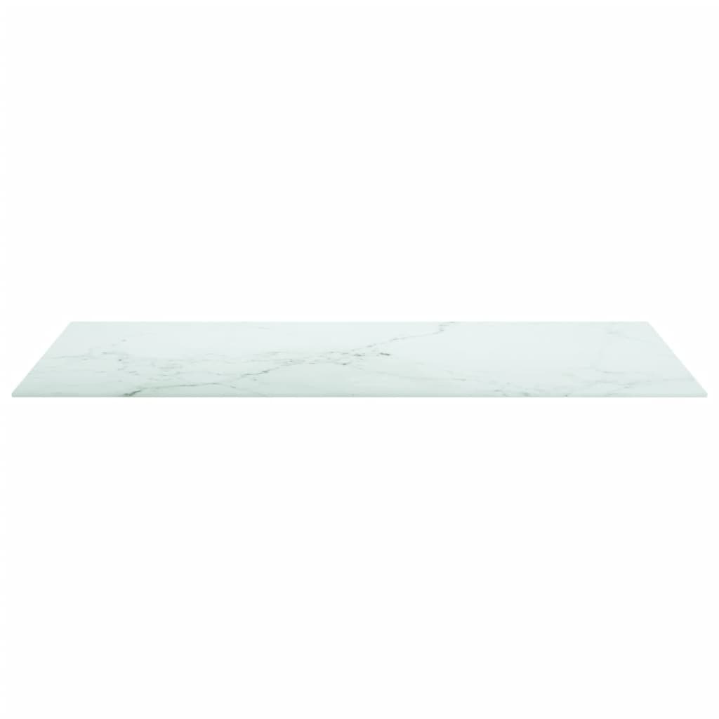 Tafelblad 100x50 cm 6 mm gehard glas met marmeren design wit