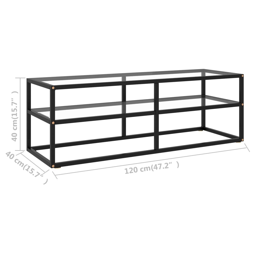 Tv-meubel met gehard glas 120x40x40 cm zwart