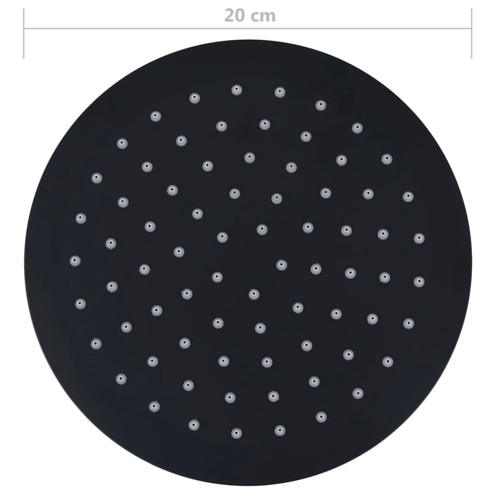 Regendouchekop rond 20 cm roestvrij staal zwart