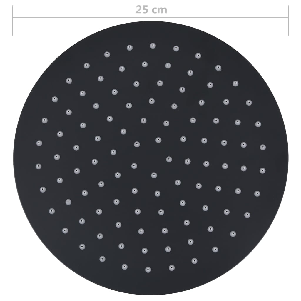 Regendouchekop rond 25 cm roestvrij staal zwart