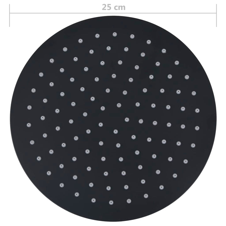 Regendouchekop rond 25 cm roestvrij staal zwart