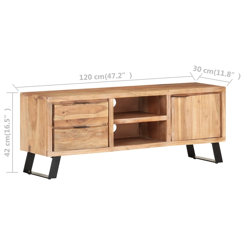 Tv-meubel met natuurlijke randen 120x30x42cm massief acaciahout