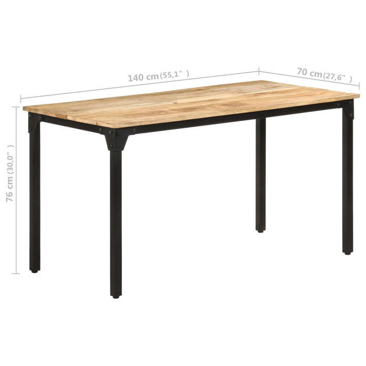 Eettafel 140x70x76 cm ruw mangohout