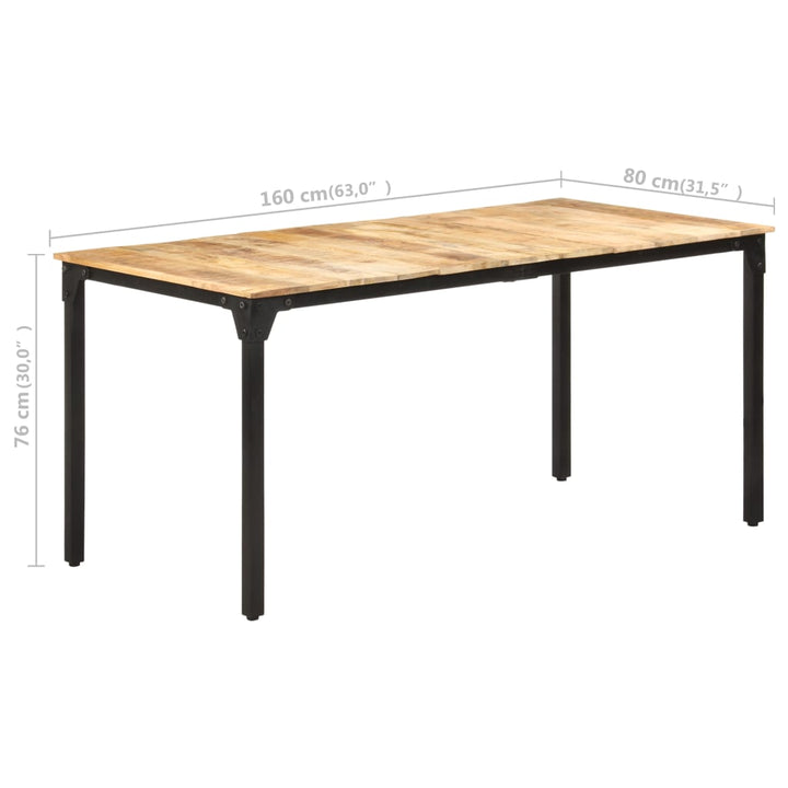 Eettafel 160x80x76 cm ruw mangohout