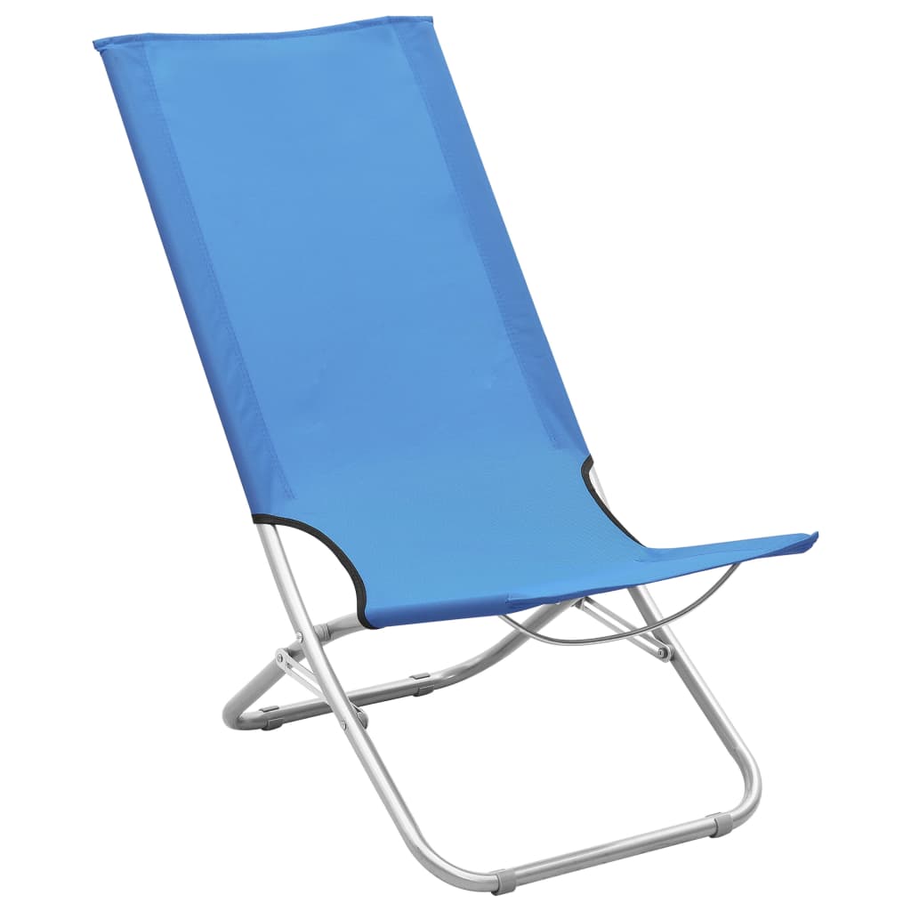 Strandstoelen 2 st inklapbaar stof blauw