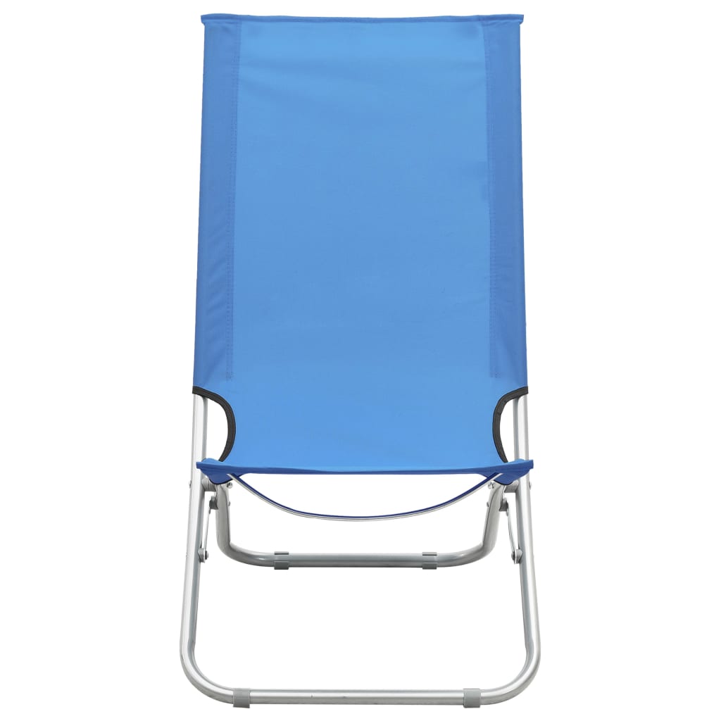 Strandstoelen 2 st inklapbaar stof blauw