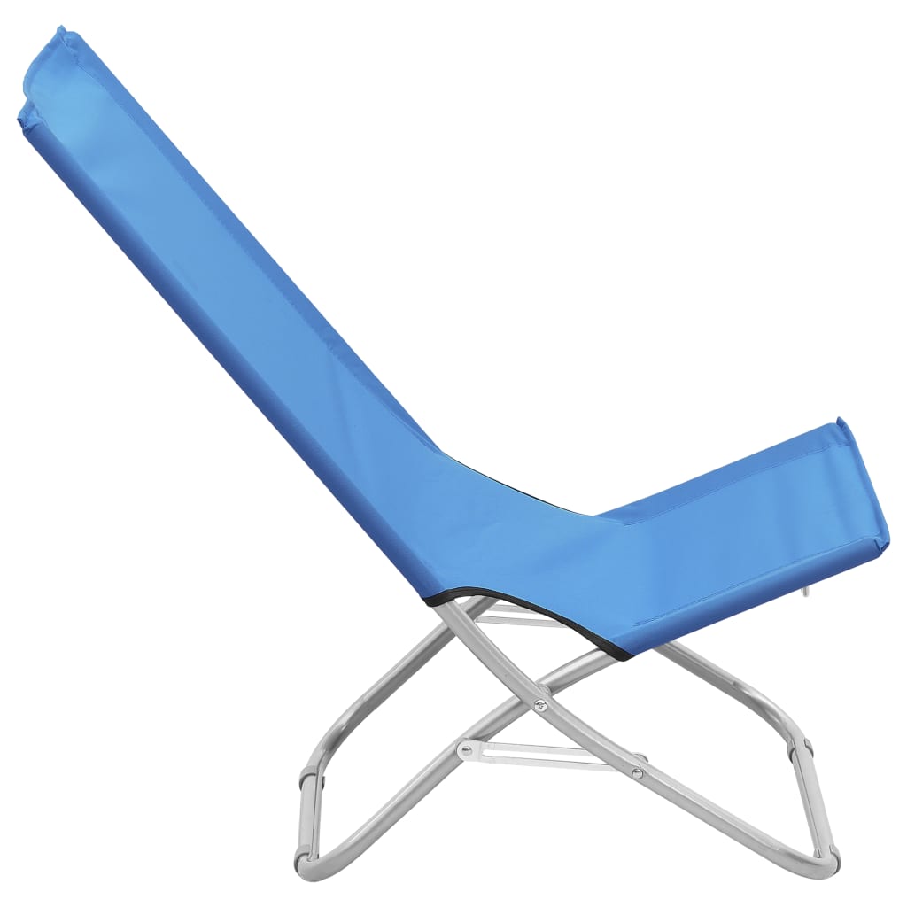 Strandstoelen 2 st inklapbaar stof blauw