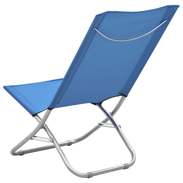 Strandstoelen 2 st inklapbaar stof blauw