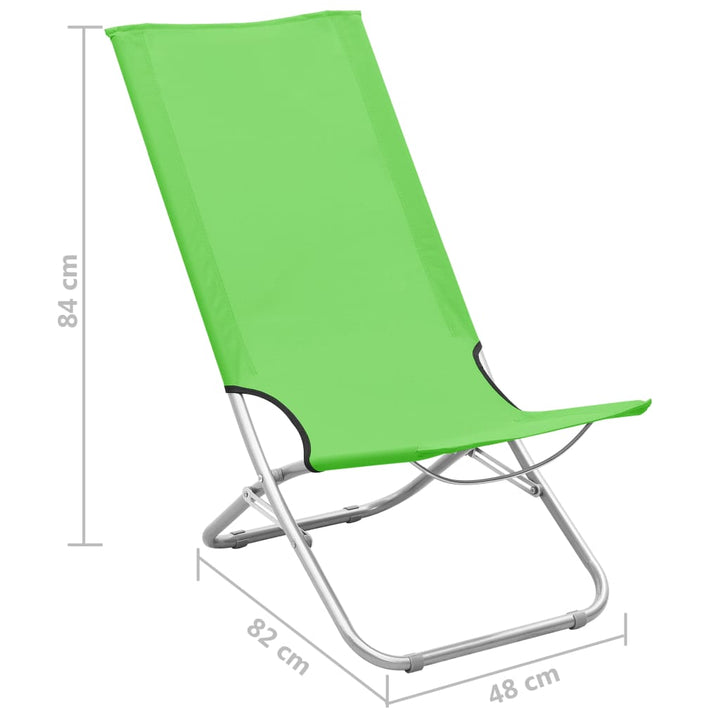 Strandstoelen 2 st inklapbaar stof groen