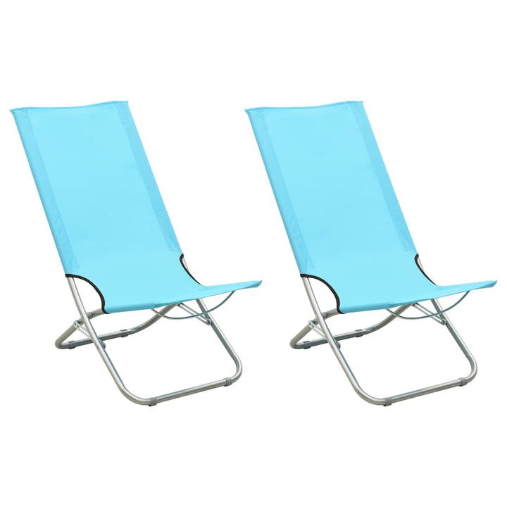 Strandstoelen 2 st inklapbaar stof turquoise