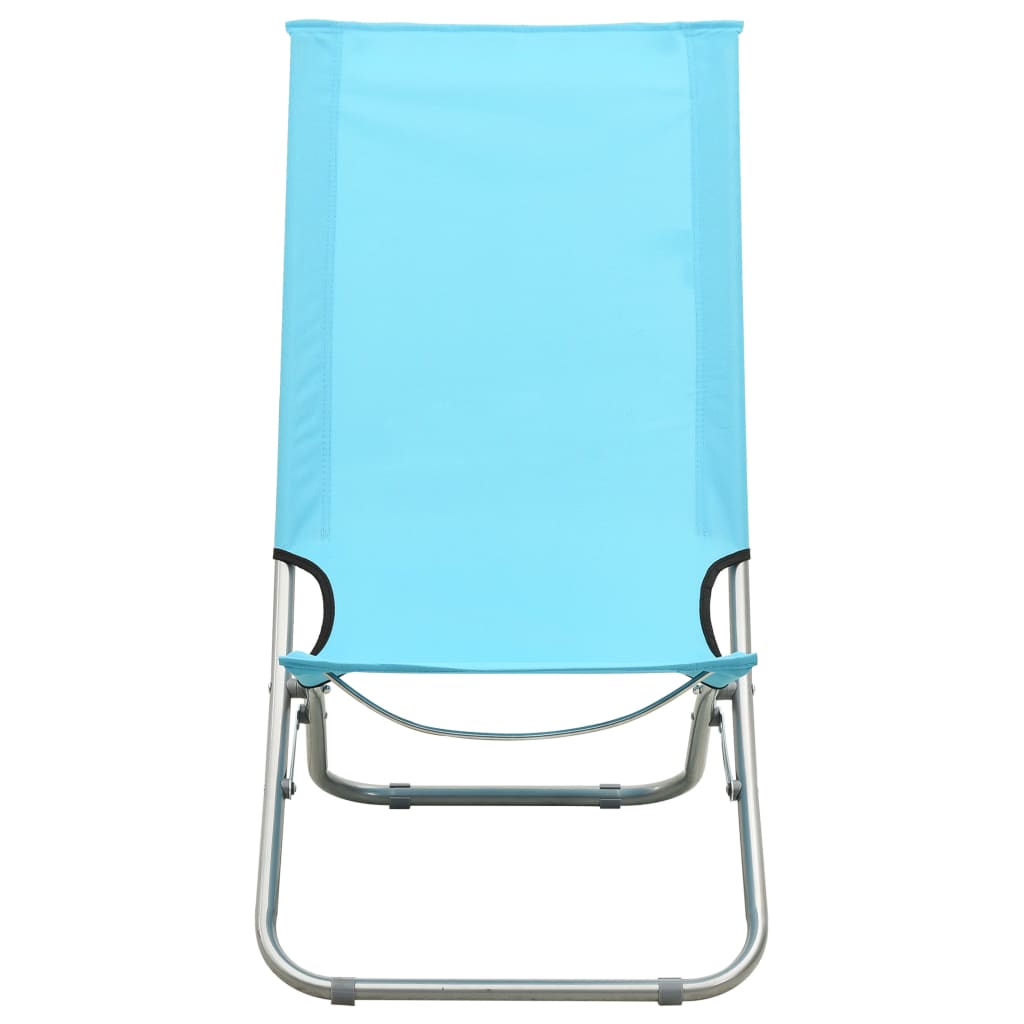 Strandstoelen 2 st inklapbaar stof turquoise