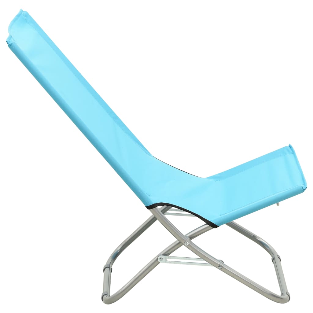 Strandstoelen 2 st inklapbaar stof turquoise