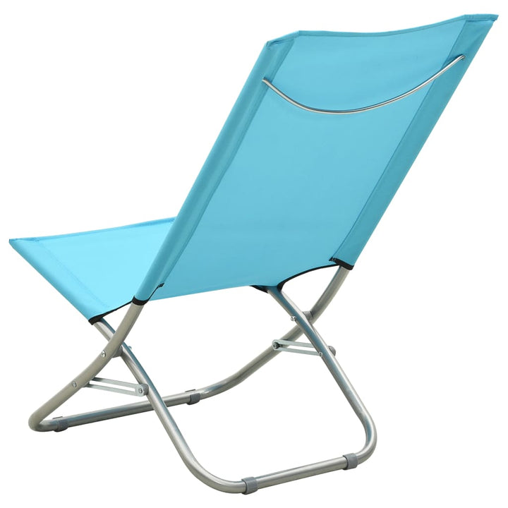 Strandstoelen 2 st inklapbaar stof turquoise