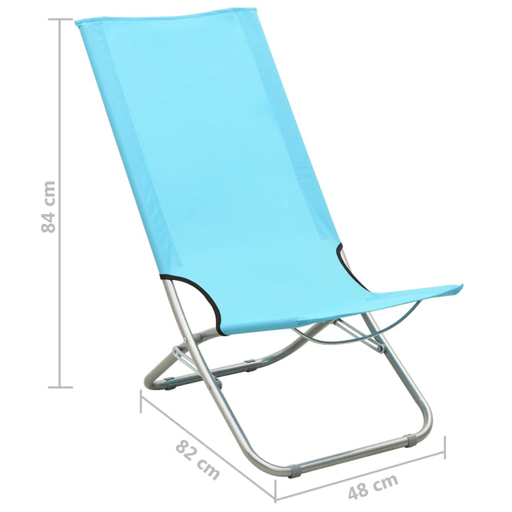 Strandstoelen 2 st inklapbaar stof turquoise