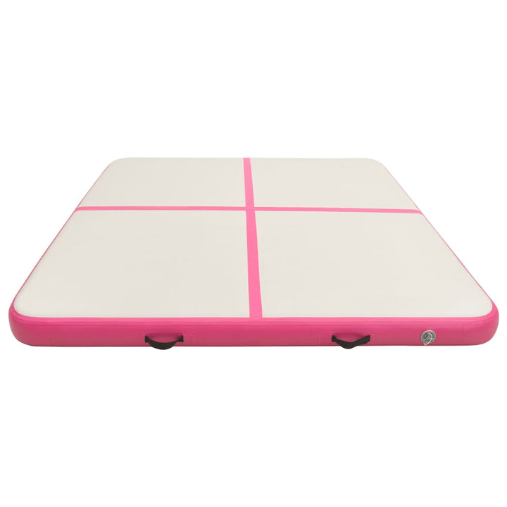 Gymnastiekmat met pomp opblaasbaar 200x200x20 cm PVC roze